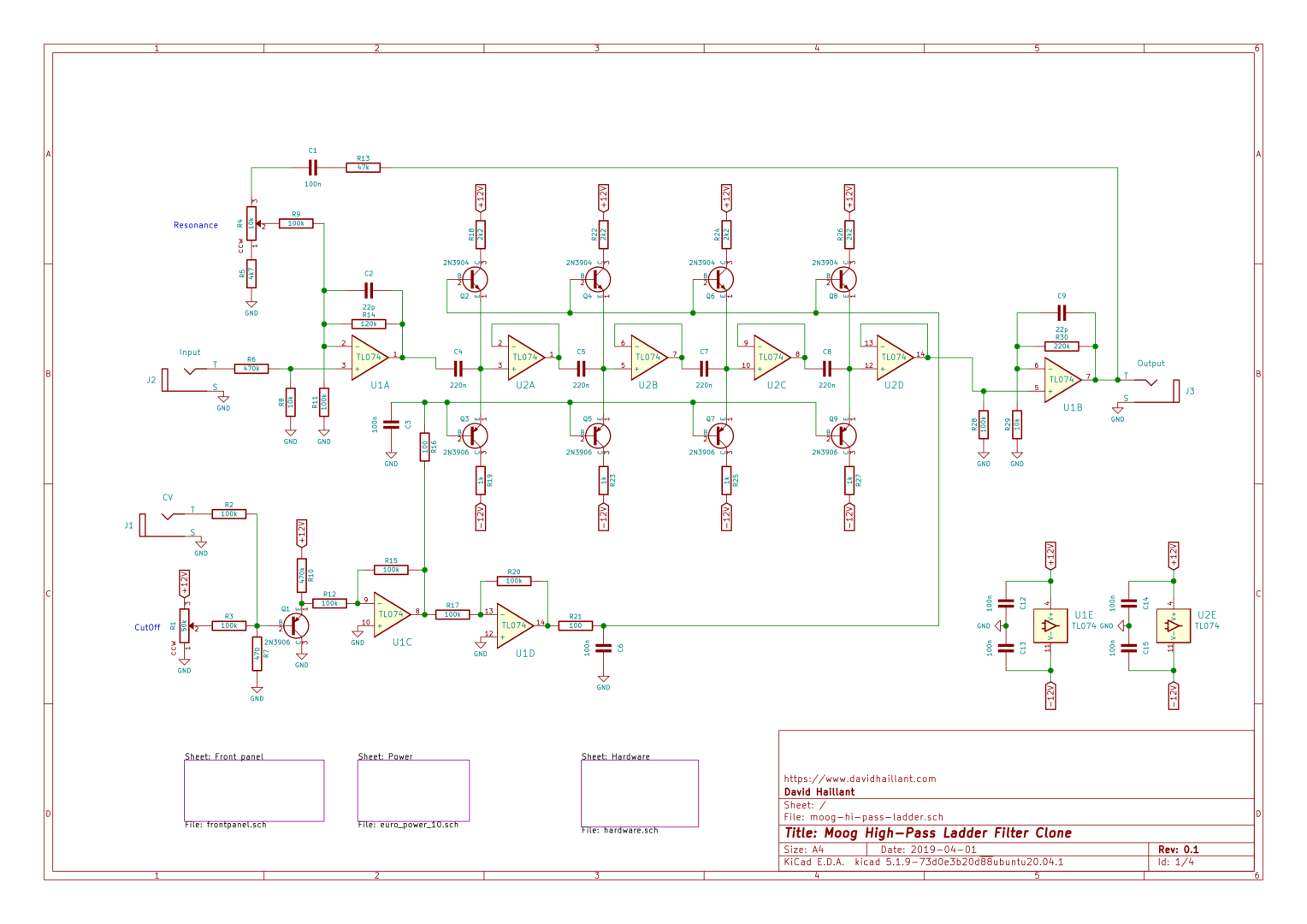 Moog type High pass Ladder VCF David Haillant s Electronic stuff